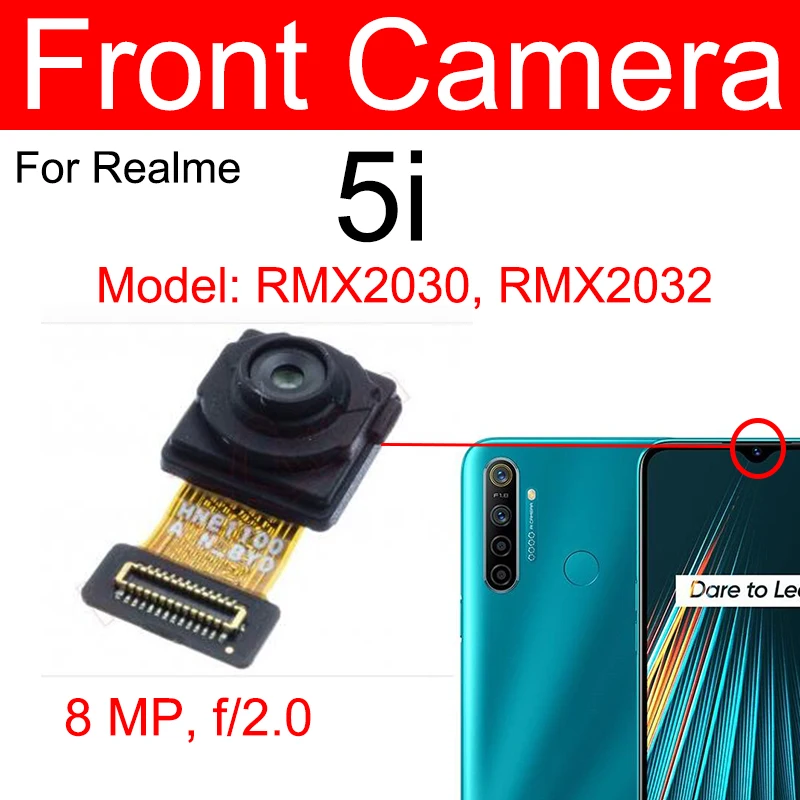 For Realme 5 5i 5S 5 Pro Front Back Camera Front Selfie Facing Rear Main Camera Module Flex Cable Replacement Parts