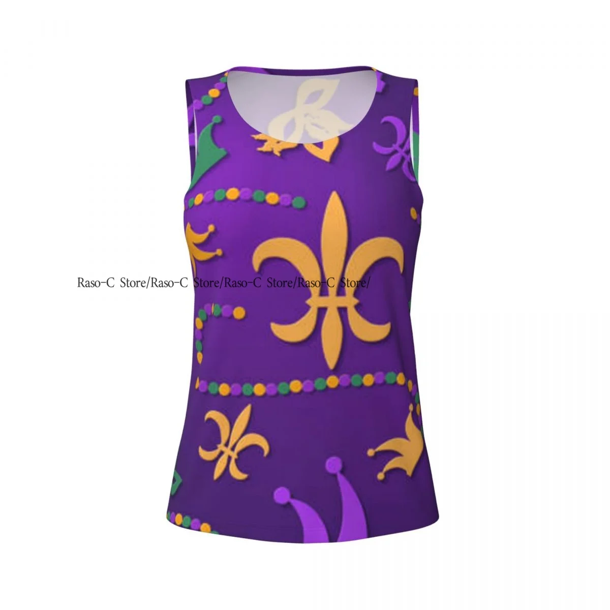 女性のカジュアルなヨガスポーツベスト,マルディグラのプリント,速乾性のランニングTシャツ,トレーニング,トレーニング,ジム,ノースリーブのタンクトップ