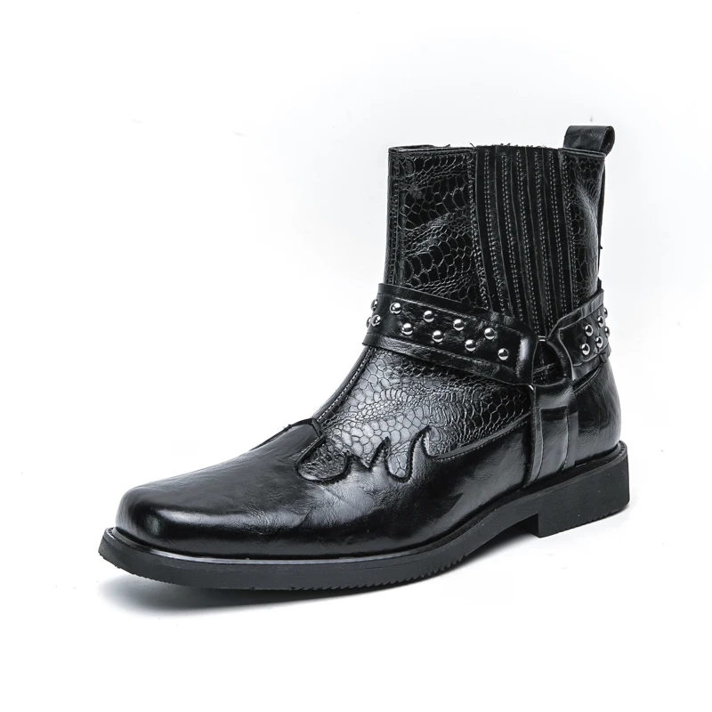 

New high top leather shoes for outdoor casual sports men's motorcycle shoes