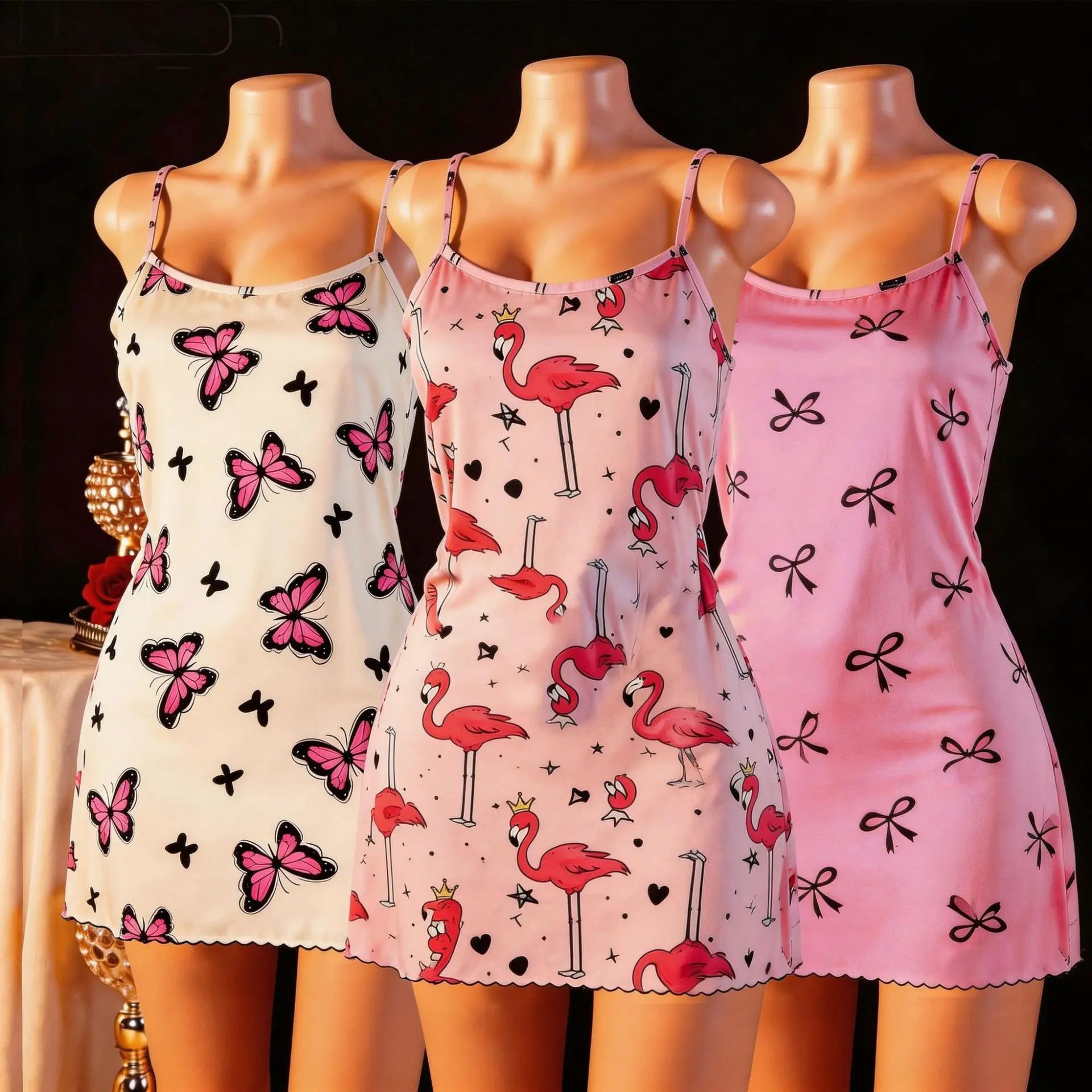Summer Milk Silk Women Nightdress Cute Animal Cartoon Short Sleeve Loose Soft Sleep Dress Plus Size Home Loungewear Pajama Gown
