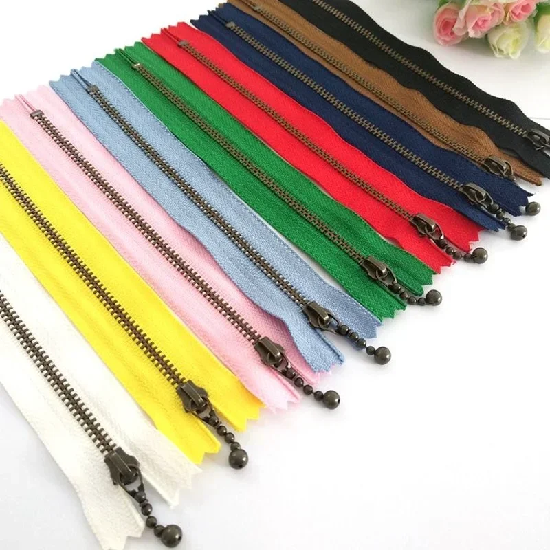 50pcs/lot 3# 20cm Vintage Metal YKK Zipper Bronze Water Drop Head Puller Close End Crafts DIY Bag Collar Sewing Accessories