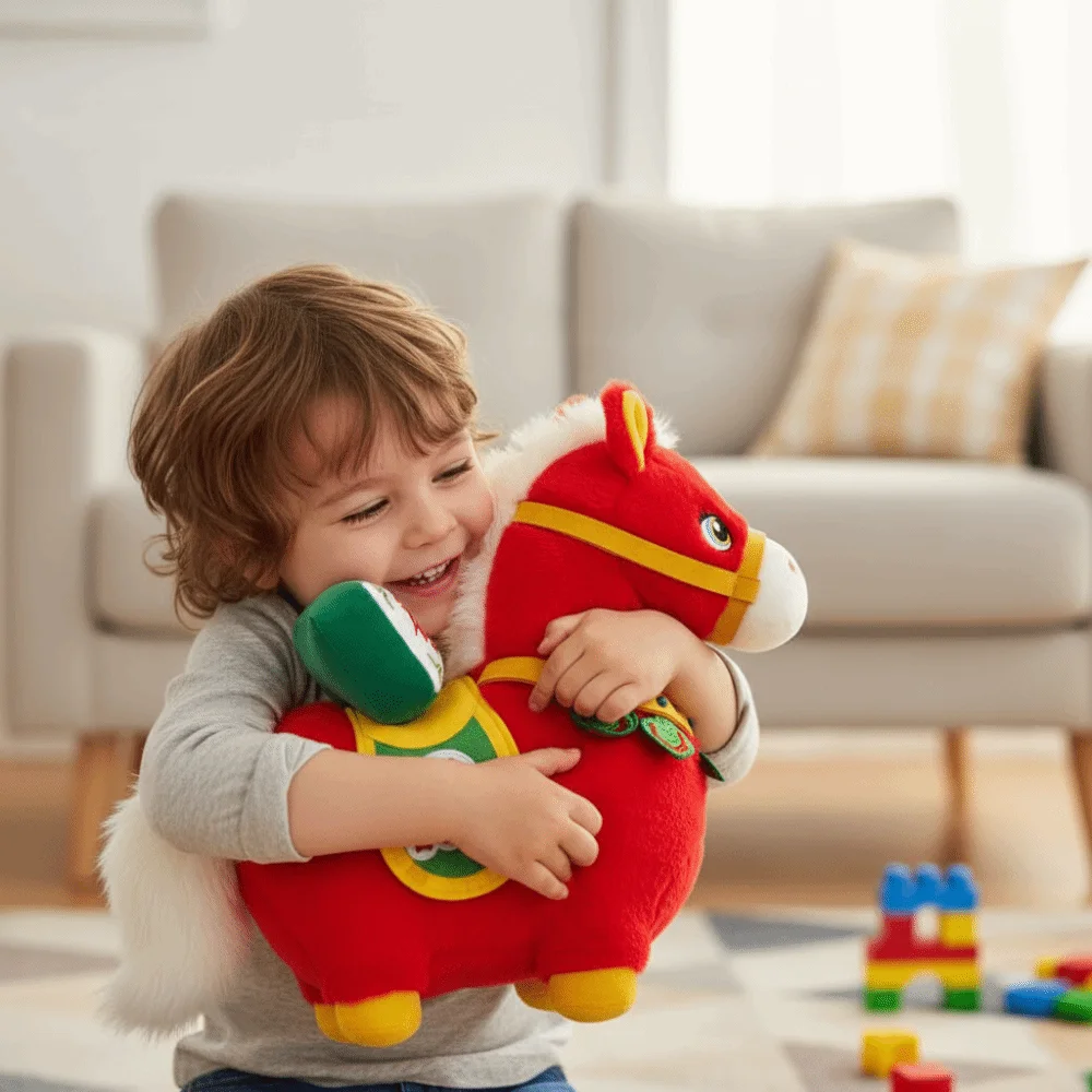 Cavallo in stile cinese mascotte animale di peluche in cotone PP morbido peluche cavallo bambola di peluche portatile confortevole bambola di cavallo di pezza cinese