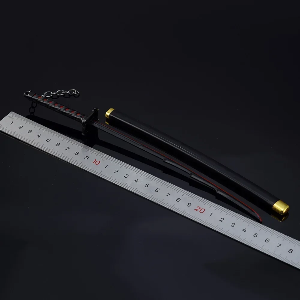 26cm BLEACH Kurosaki Ichigo Ban Kai Zangetsu Metal Model Keychain Metal Model Peripheral Butterfly Knife Katana Gift Toys Game