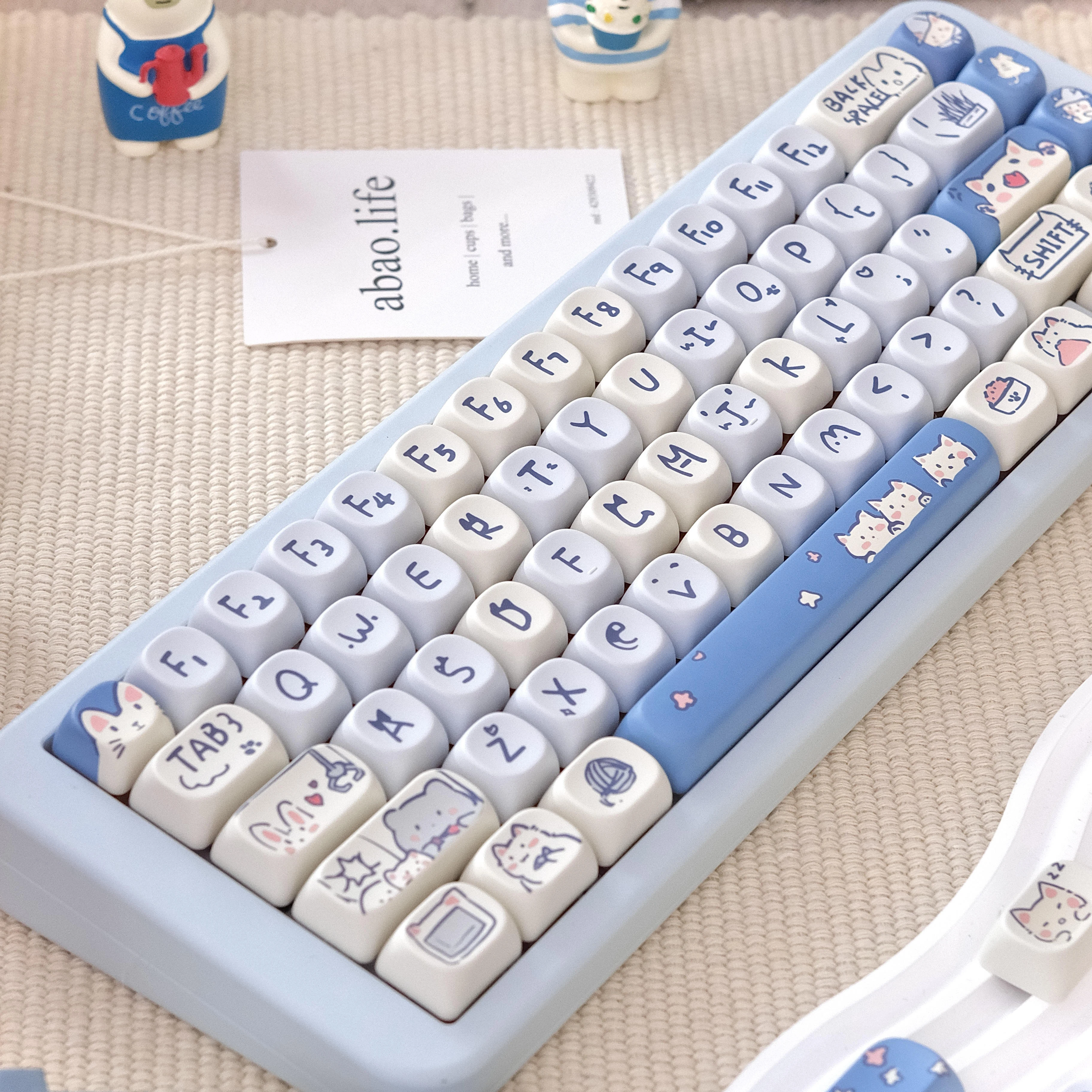 114 keycaps ลายแมวน่ารัก MOA ย้อมสีโปรไฟล์ PBT สำหรับ Gateron Cherry MX SWITCH คีย์บอร์ดเชิงกล