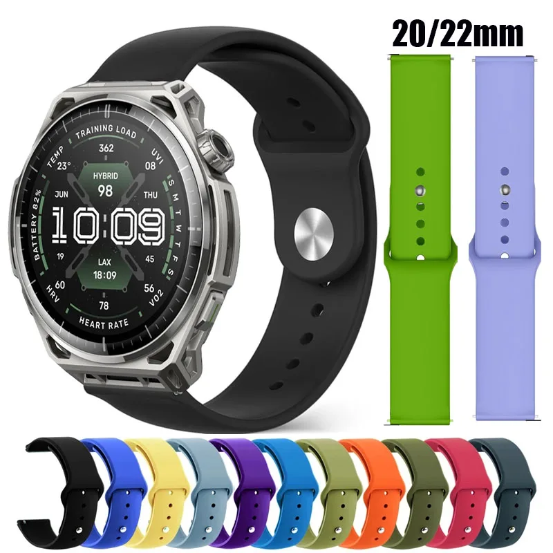 20mm 22mm Silicone Strap For Amazfit Balance 3 2/Ultra/Bip Max/Bip 6 5 3/GTS GTR2 3 4/Cheetah 2 Ultra 47mm/Active 3 2 Sport Band