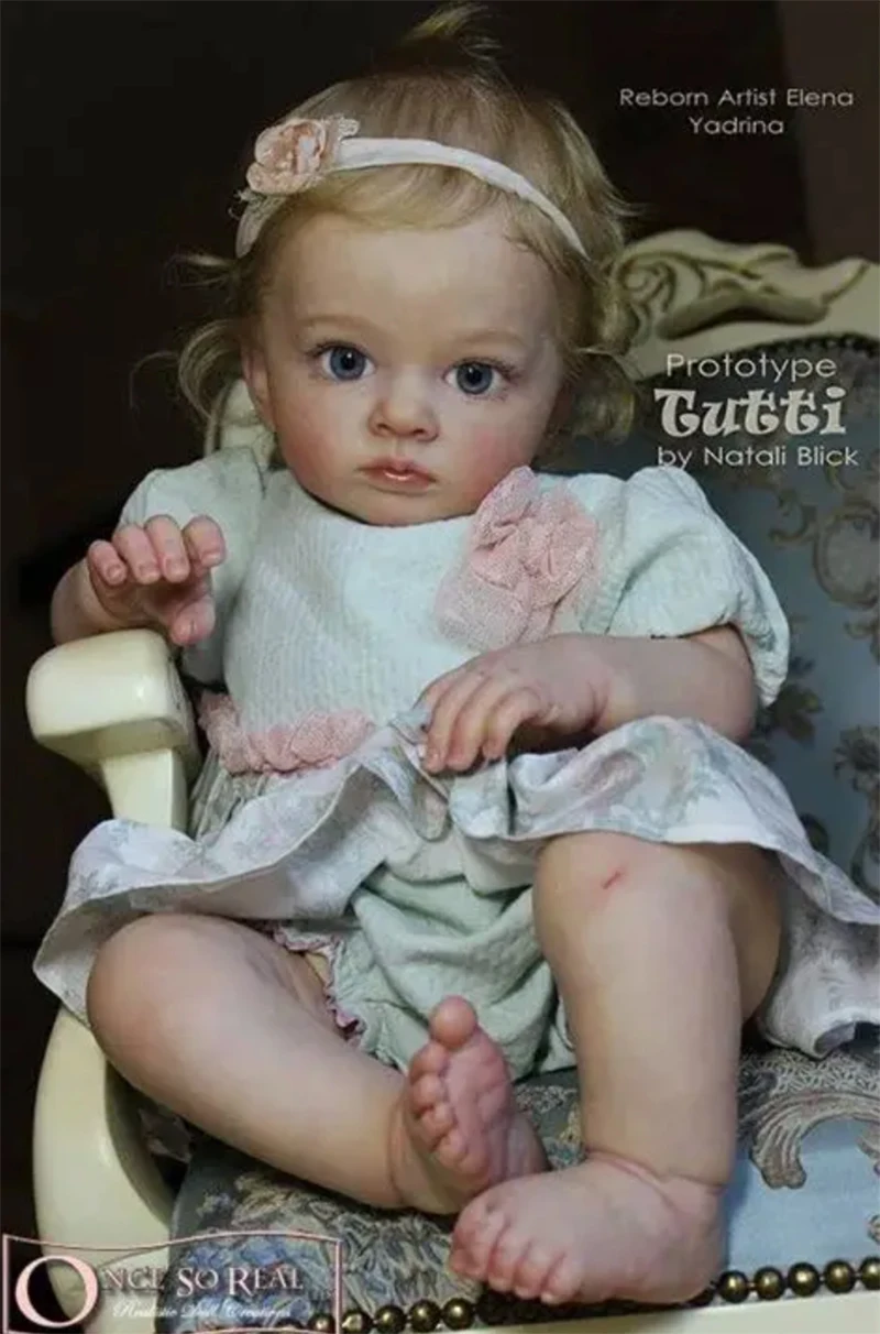 24 Inch Tutti Unfinished Reborn Doll Kit, Blonde Hair Multi-Layer Painted Lifelike DIY Doll Parts