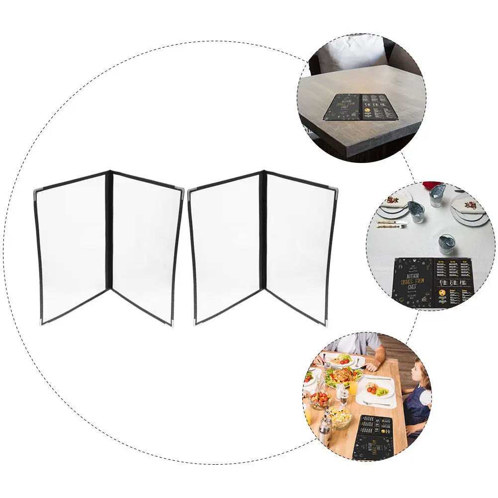 2Pcs Portable Easy-Clean Clear Menu Covers Transparent PVC Menu Holder for Restaurant Coffee Shop Kitchen Recipe Book Cover Case