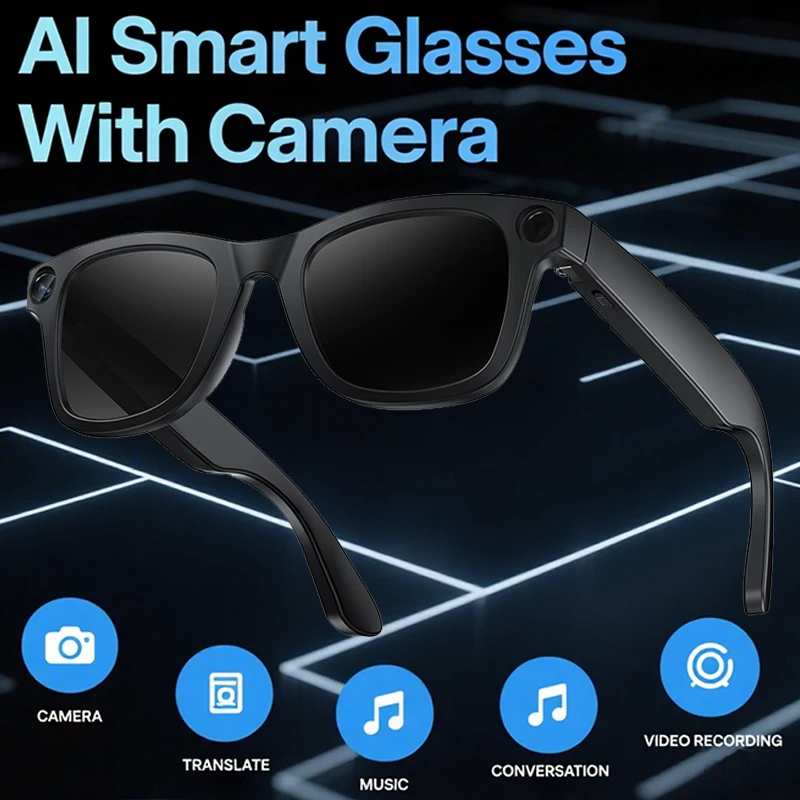 

AI Smart Sunglasses Men Women Recorder Video Translator Wireless Bluetooth Touch Anti Blue Light Shades Driving Outdoor Eyewear