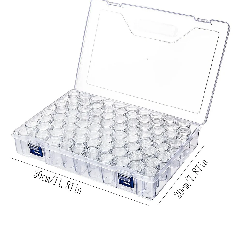 1 Set Of 80 Bottles, Diamond Painting Storage Containers, Round Storage Bottles with 1 Large Organizer