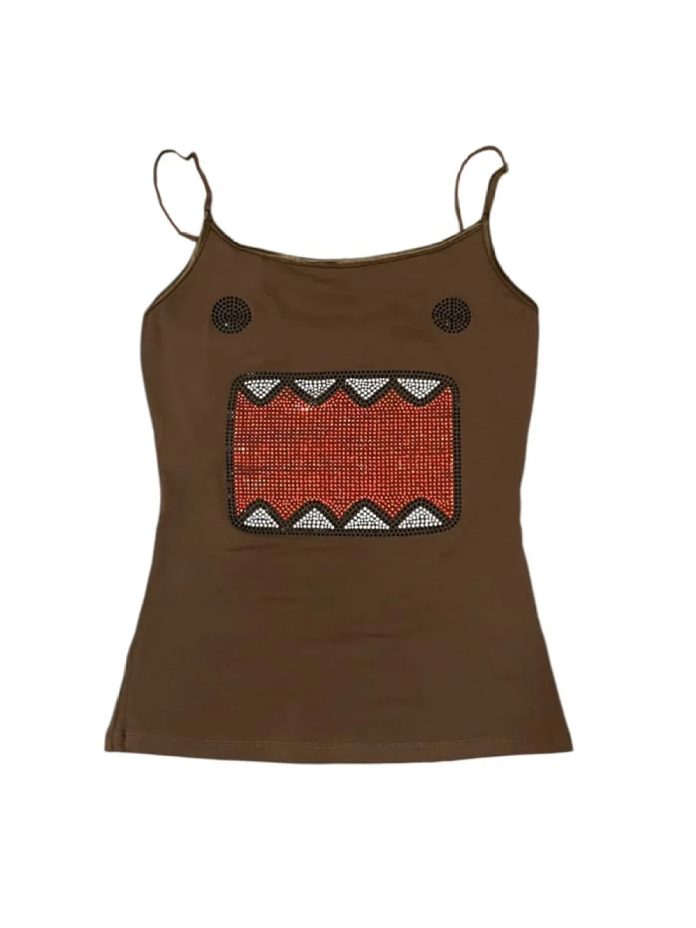 Damski krótki top na lato w stylu Harajuku, retro, z dżetami, z krótkim rękawem, krótki crop top z kreskówkowym nadrukiem.