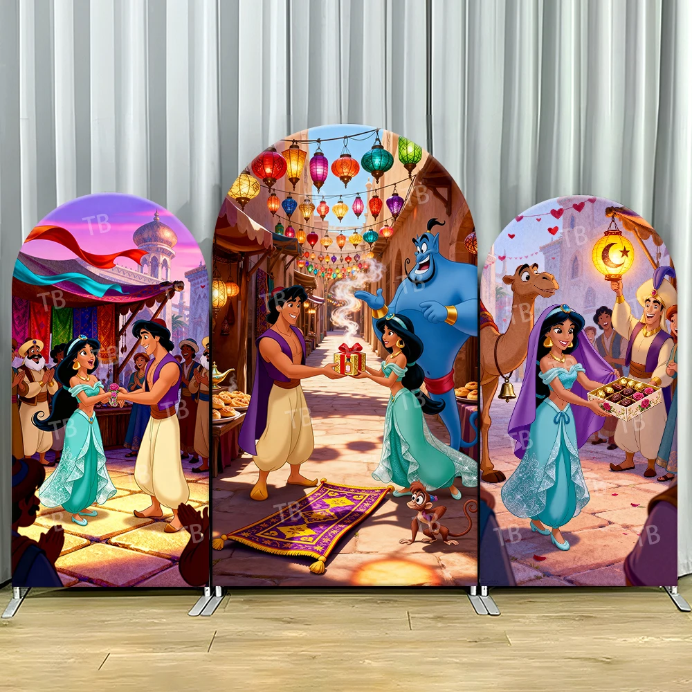 

Aladdin And Jasmine Market Celebration Style Arch Backdrop Cover Enchanting Scene For Kids Birthday Baby Shower Photo Booth