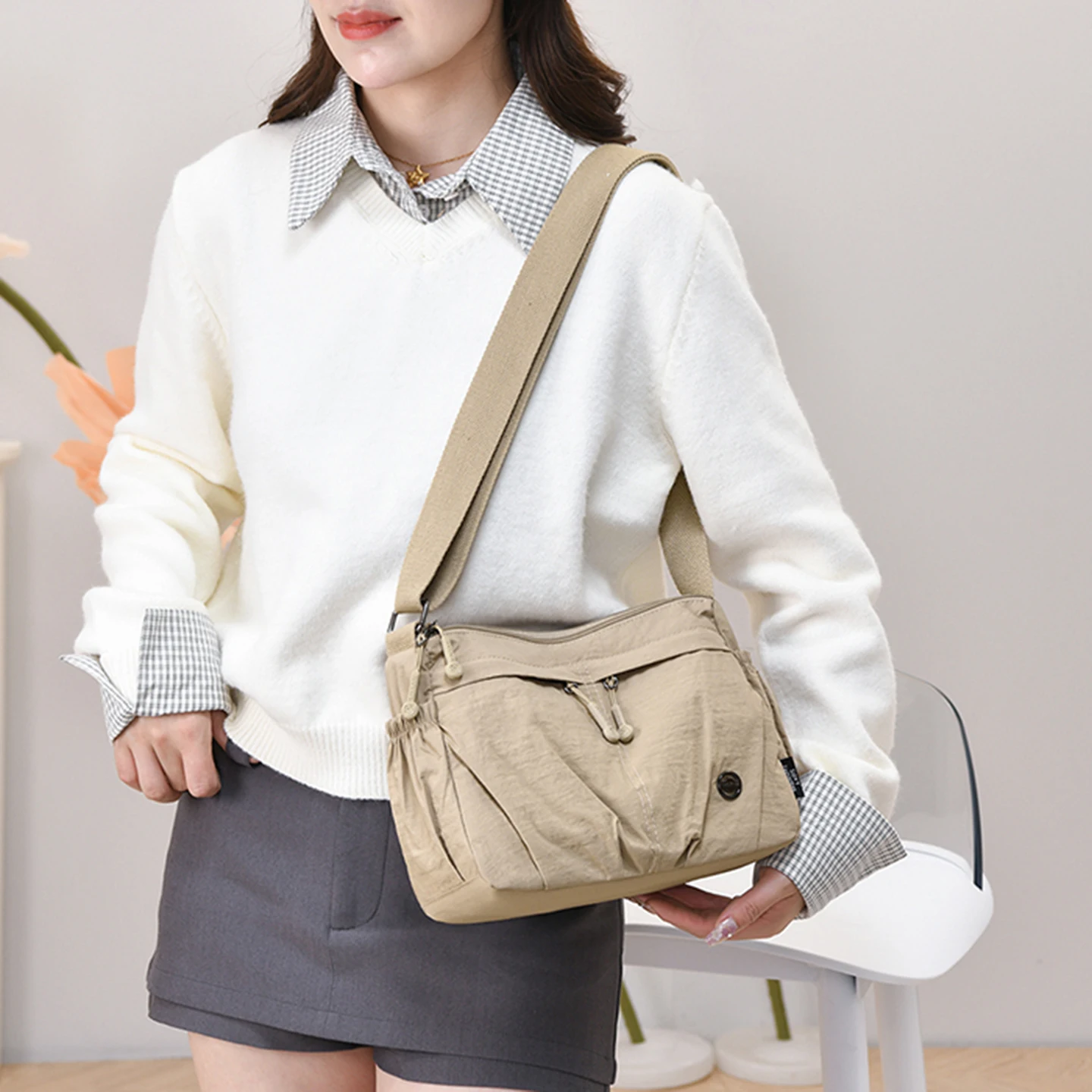 Korean Style Casual Nylon Women's Shoulder Bag Large Capacity Commuter Diagonal Bag Fashionable All-Match Single Shoulder Bag
