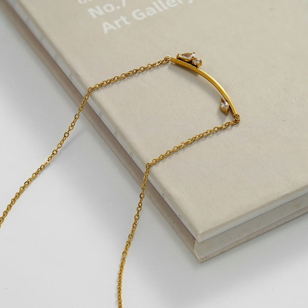 

ENFASHION Para Mujer Thin Chain Zircon Necklace For Women's Stainless steel 18K Plated Gold Fashion Simple Jewelry Gift P253653