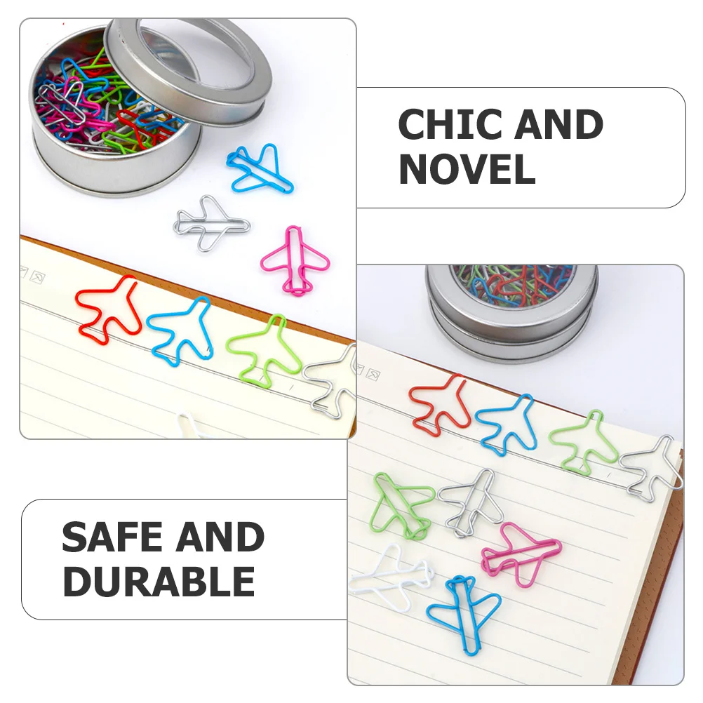 24 graffette per carta a forma di aereo, morsetti per file decorativi, forniture per ufficio in metallo, design creativo di lunga durata