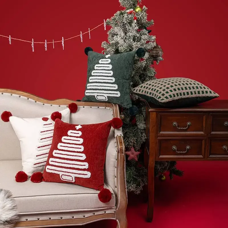 Christmas Tree Pillowcase Bedroom Headboard Office Cushion Cover Living Room Sofa Throw Pillow Case Home Decorative Fabric