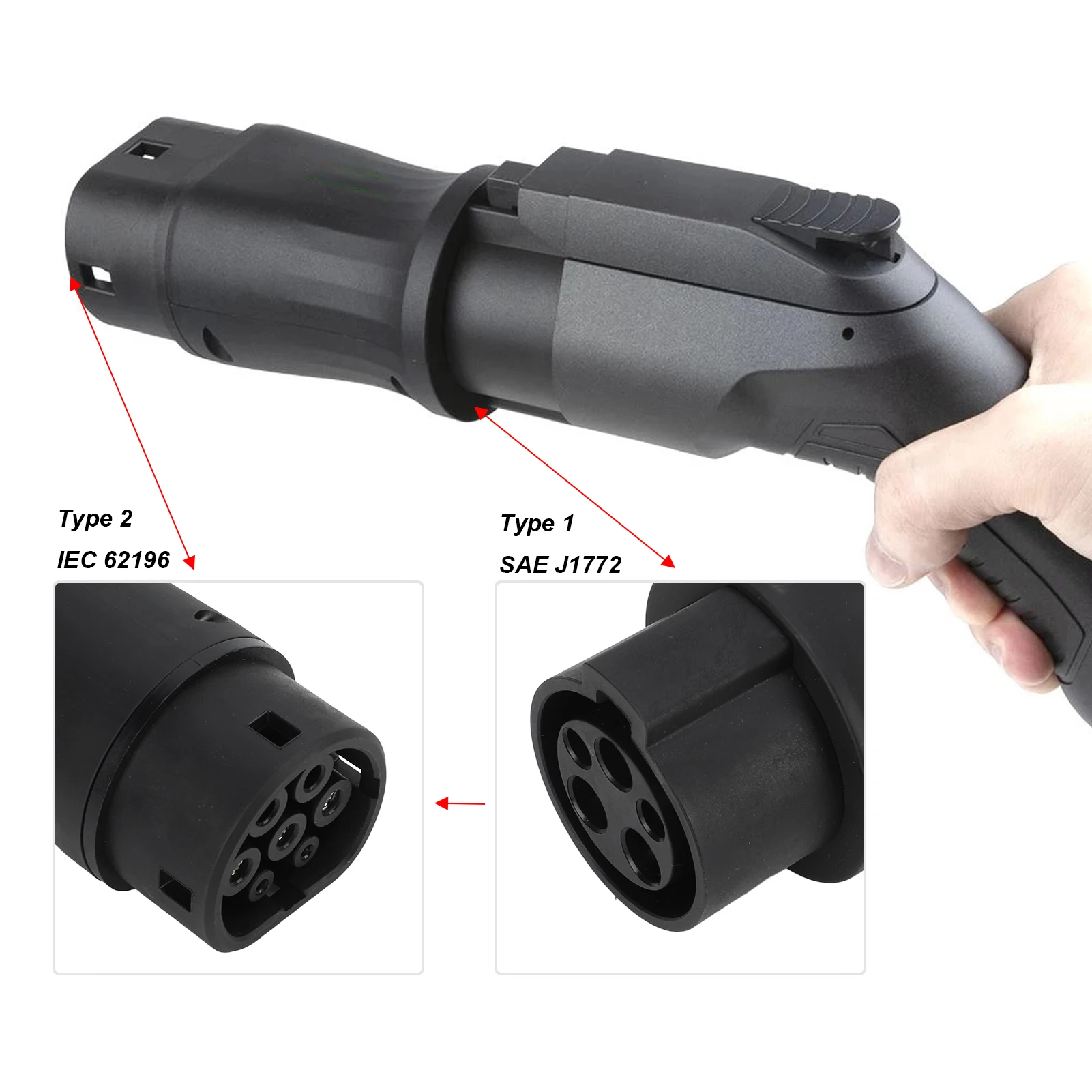 EV Charging Connector Electric Vehicles Charging Adapter Type 1 to Type 2 IP54 Protection 16A/32A 240V Universal