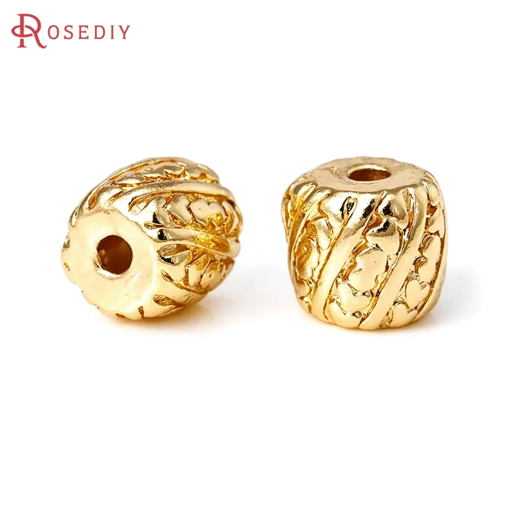 18K Gold Color Cylinder Barrel Shape Bracelets Spacer Beads High Quality Jewelry Making Bracelets Diy Accessories Materials