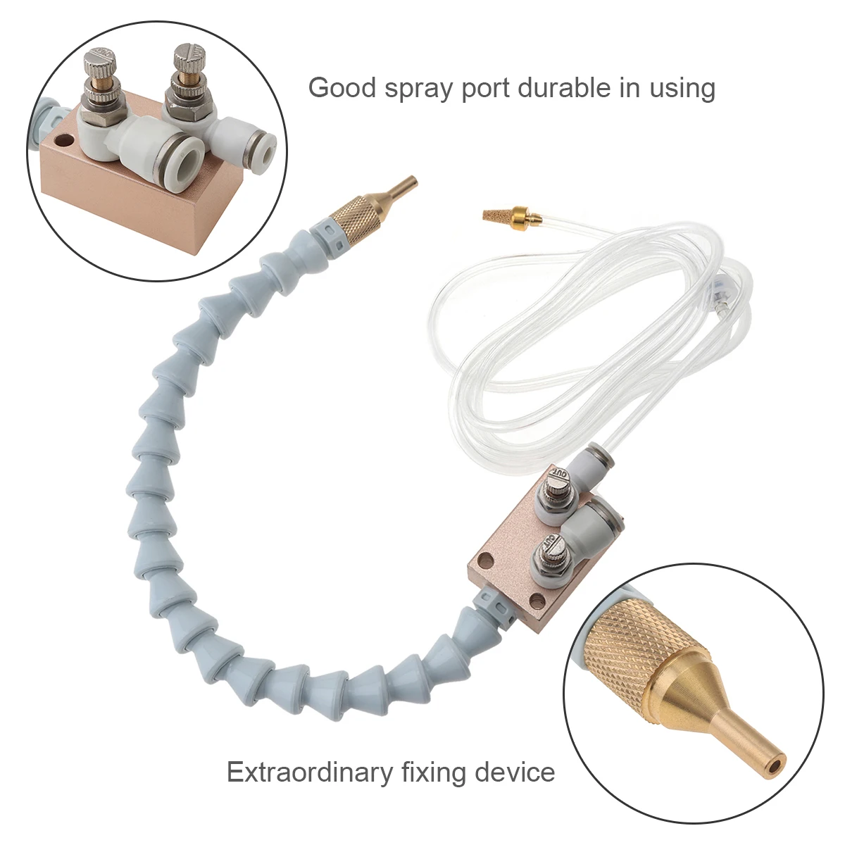 Mist Coolant Lubrication Spray System Cooling sprayer with Double Throttle and 8mm Air Pipe for Metal Cutting Engraving Cooling