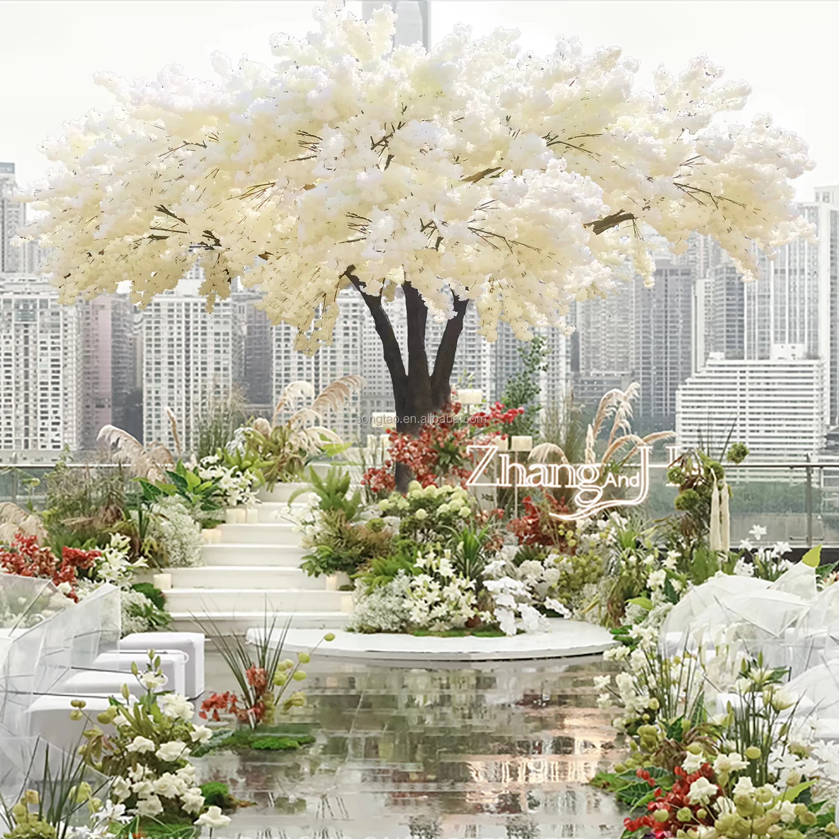 Artificial Cherry Blossom Tree, Faux Sakura Tree for Home, Wedding, and Event Decoration