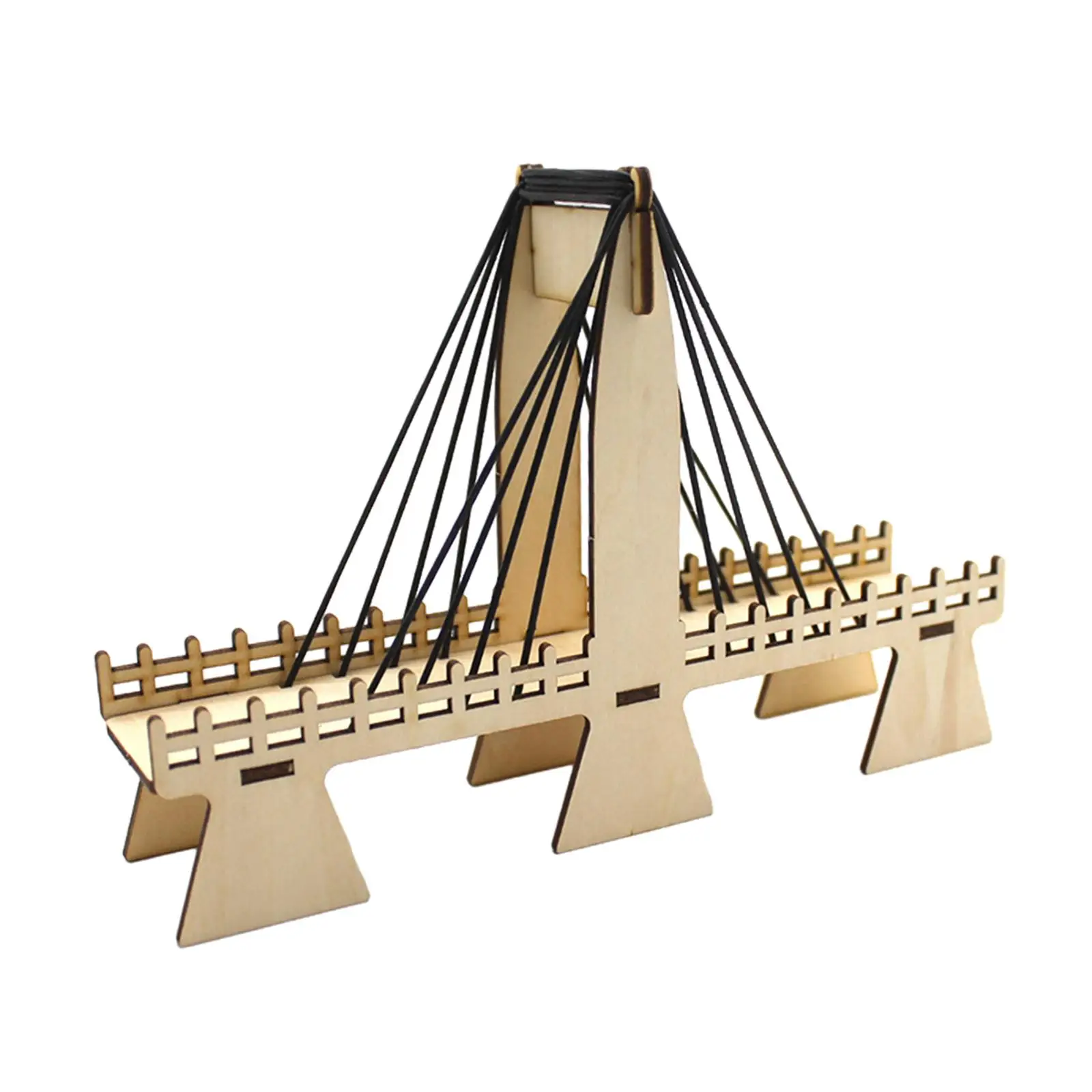 Kids Science Experiment Kit DIY Cable Stayed Bridge Model Wooden Building Toy Engineering Physics Educational Toy for Children