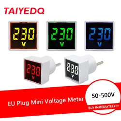 AC 220V LED Digital Display Voltage Measurement Monitor EU Plug Square Voltmeter