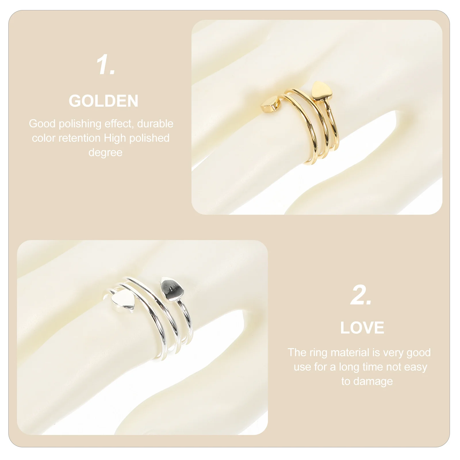 

2pcs Magnetic Energy Rings For Women Copper Magnet Finger Rings High Polished Decorative Fashion Jewelry Gifts