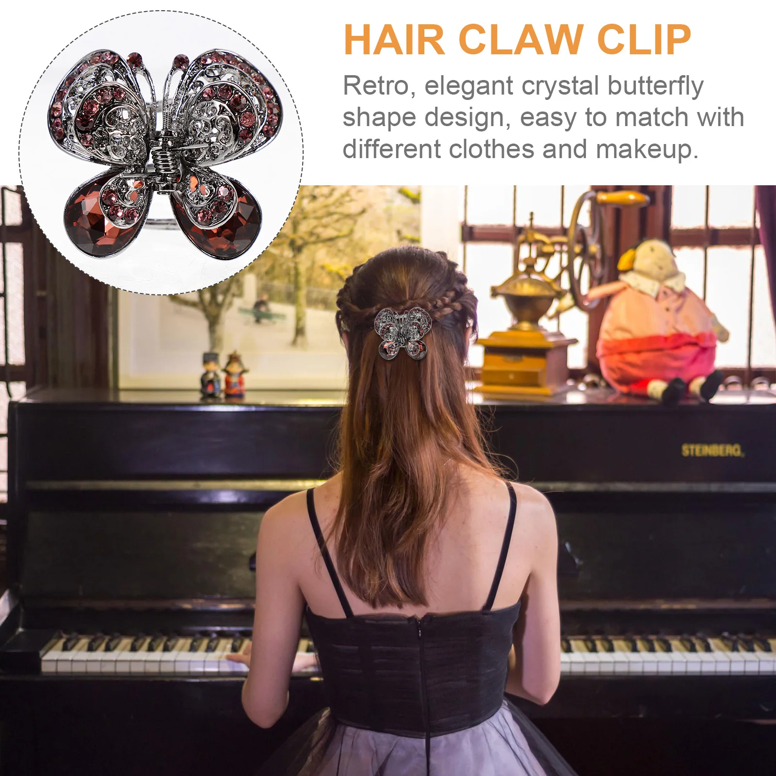 

Stylish Rhinestone Jaw Clip Vintage Hair Claw Clamp Elegant Decorative Hair Accessories for Women