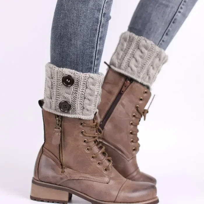1 Paar gestrickte Woll-Knöchelwärmer für Damen, kurze Fußabdeckungen, gemütliche Winter-Stiefelsocken, Herbst-Strick-Accessoires – Detail 2
