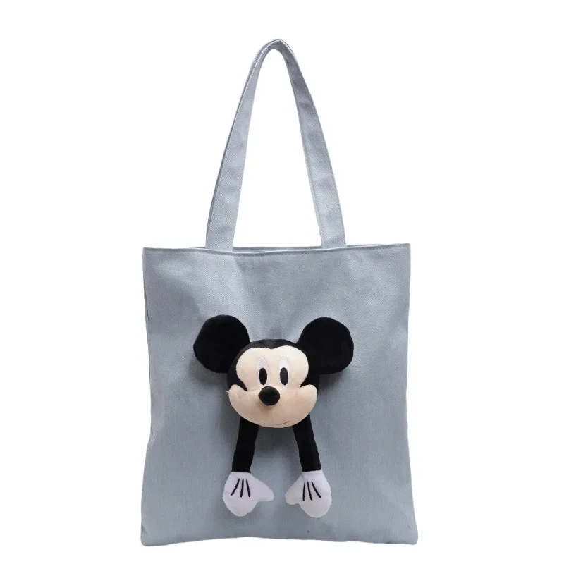 Disney-Mickey Mouse Cartoon Denim Shoulder Bag, lona bonito Tote, Schoolbag para estudante, bolsa de viagem, moda