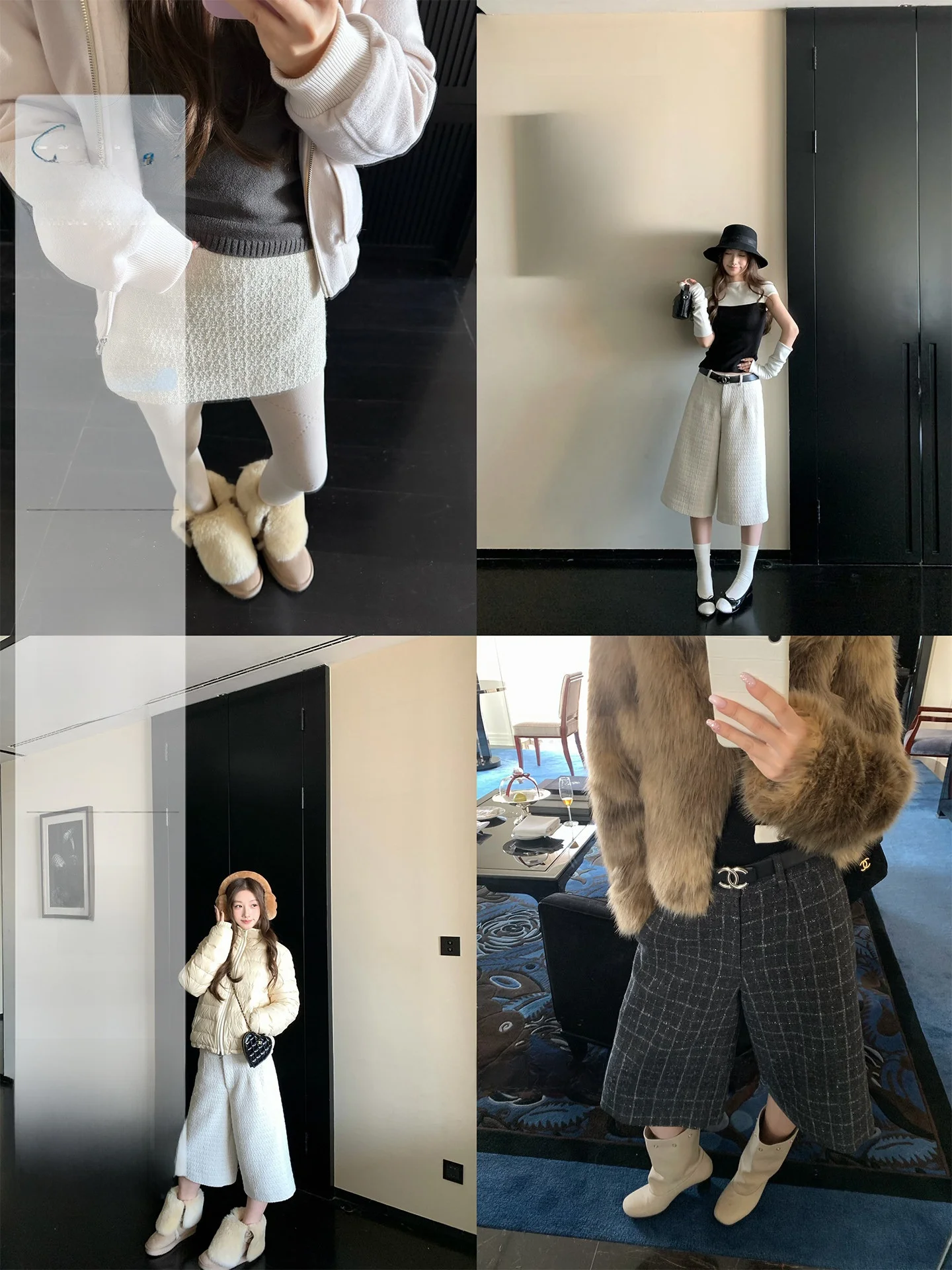 

Уютные широкие брюки-палаццо Chestnut Cozy для осени и зимы, универсальные шерстяные брюки-юбка миди в клетку, повседневные прямые брюки для женщин