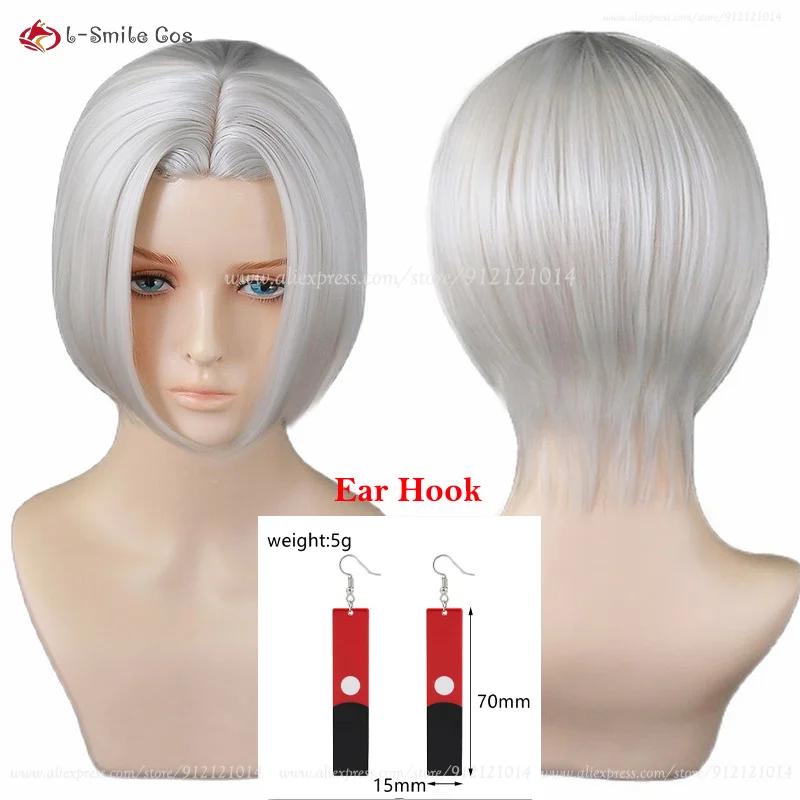 

Anime Izana Kurokawa Cosplay Wig White Short Wig and Ear Hook Heat Resistant Synthetic Hair Halloween Manjiro Sano Wigs+Wig Cap