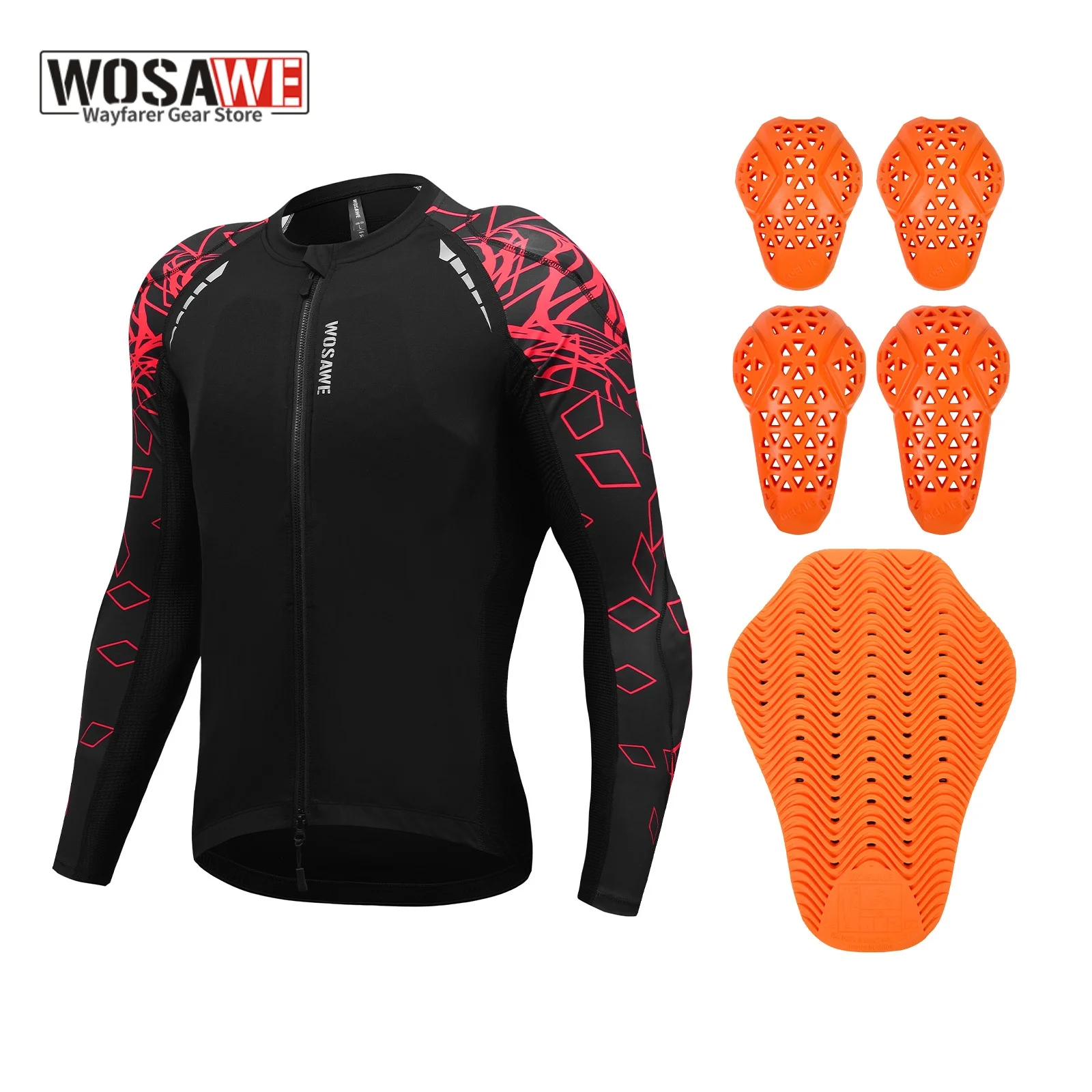WOSAWE Men's Motorcycle Armor Jacket Summer Riding Breathable Mesh Top Zipper with Back Shoulder Elbow Protector