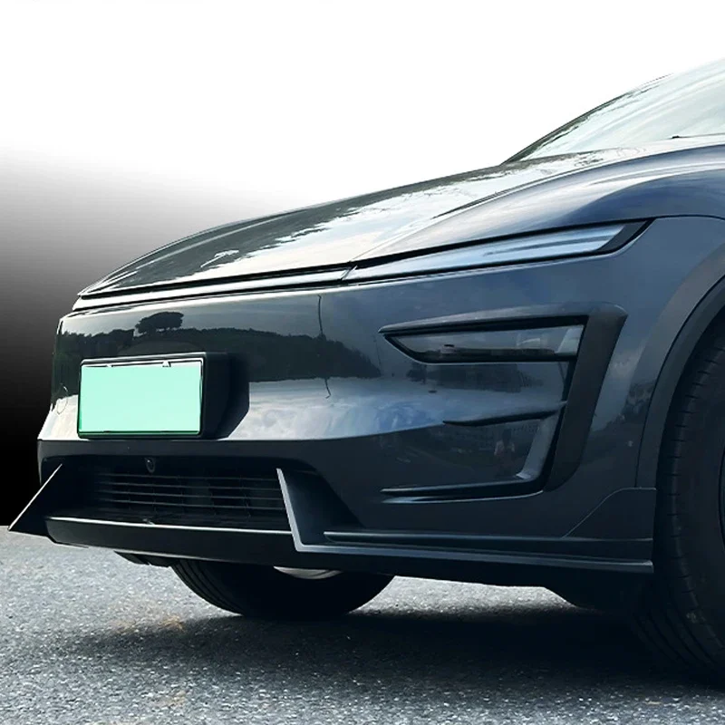 

Для новой модели Tesla Model Y Juniper 2025-2026: Ветровой дефлектор на передний бампер с узором под карбон, глянцевый черный, ветровое лезвие