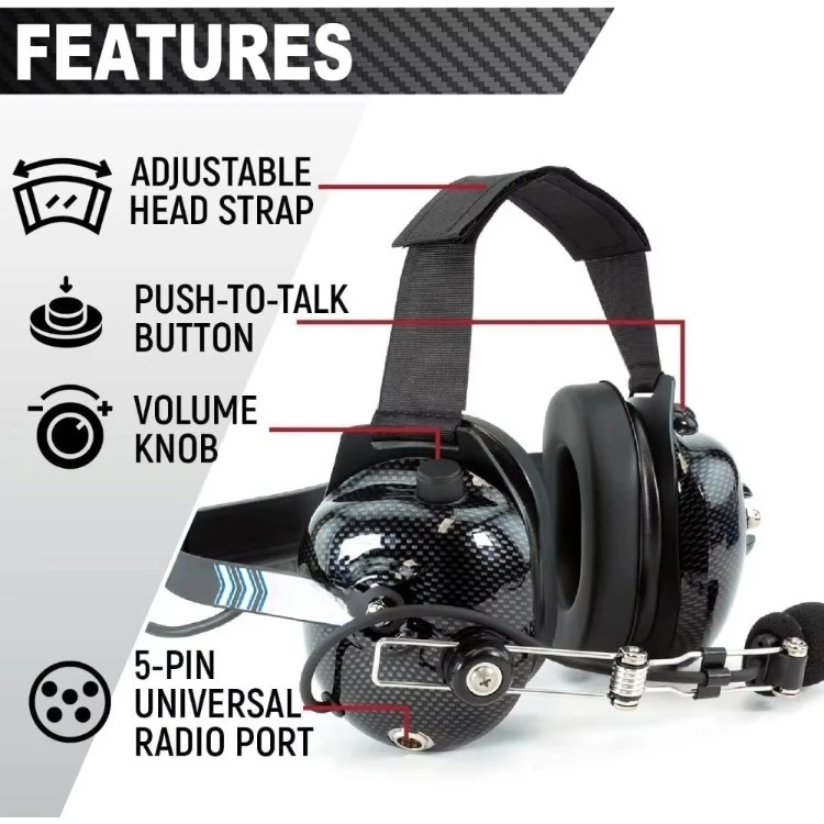 

New arrivals H41 Behind The Head Headset for Racing Radios Industrial Features Noise Reduction Volume Control 5 Pin Connection
