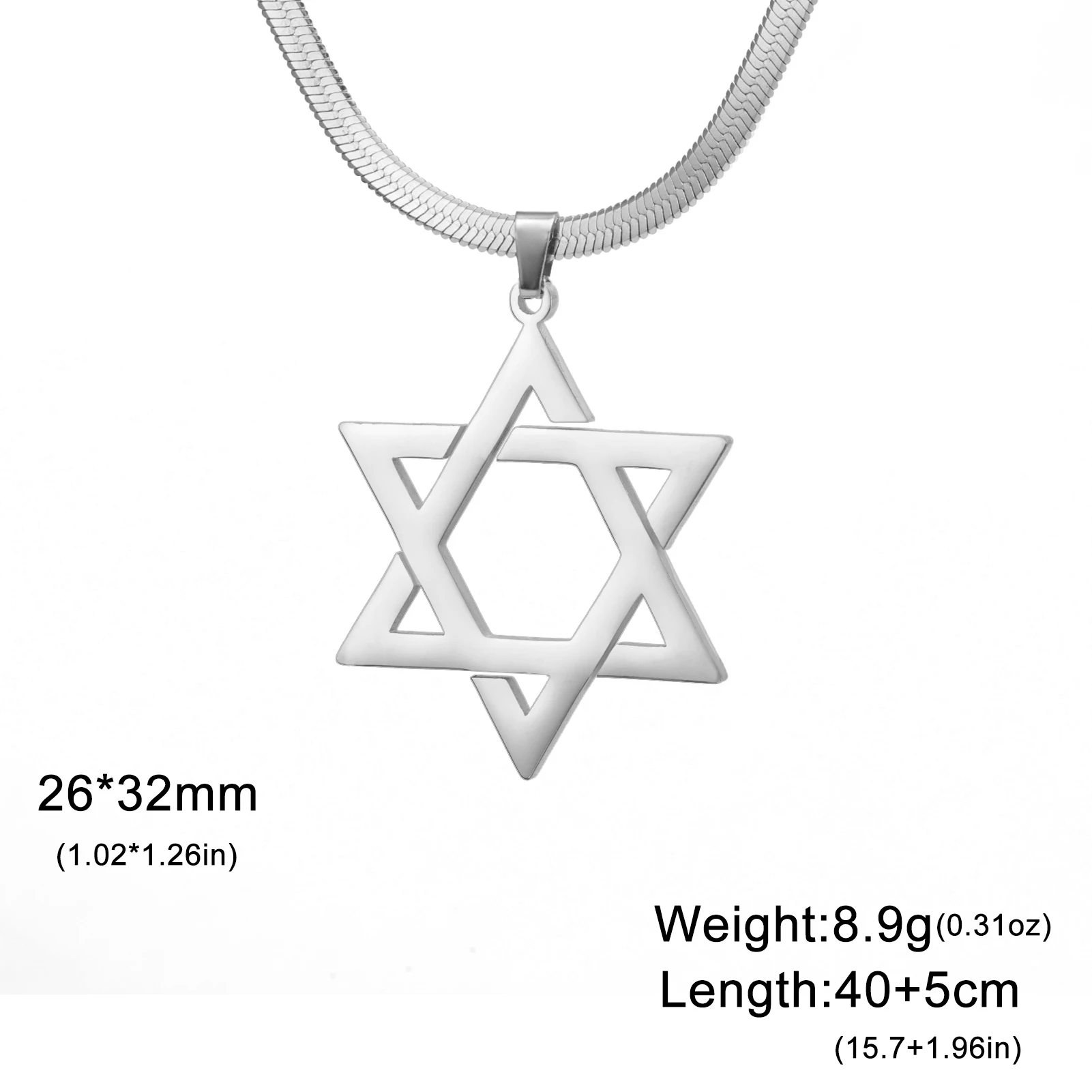 LIKGREAT Star of David Necklace Jewish Hexagram Necklaces for Women Men Snake Chain Family Stainless Steel Jewelry Birthday Gift image 6