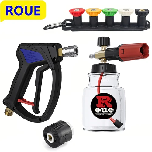 Imagen 1 del producto Pistola de agua de alta presión de alta presión 4080 Pesi Gun de spray de acero inoxidable M22-14 mm Patio de limpieza y área de granja enjuague a alta presión Dirt sin esfuerzo, para Karcher Nilfisk Parkside Bosch