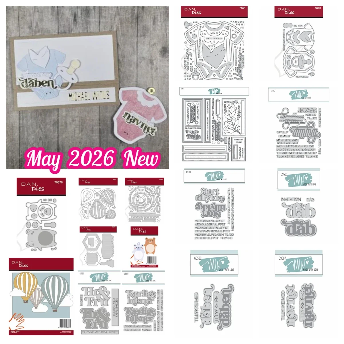 Dan/ Mw Christening Wedding Script for & from Baby Bodysuit Metal Cutting Dies DIY Handmade Scrapbooking Calendar Diary May 2026
