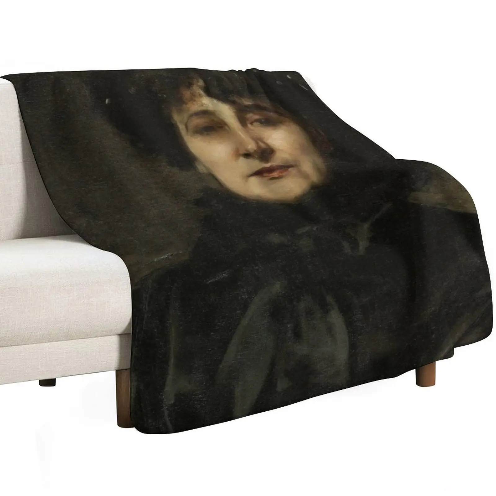 Portrait de Madame Allouard-Jouan (ca. 1884) by John Singer Sargent Throw Blanket Sofa Flannel Fabric Decorative Beds Blankets