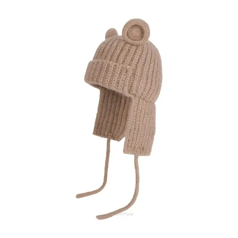 X5XA Bear Ear Bonnet Winter Hat with Soft Acrylic Feel and Earflap Coverage