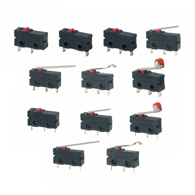 5szt Mini mikroprzełącznik krańcowy NO NC 3 piny PCB Zaciski SPDT 5A 125V 250V 29mm Dźwignia łuku rolkowego Mikroprzełączniki zatrzaskowe