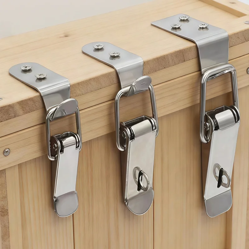 Duck Mouth Buckle Hook Wooden Box Closure Lock Spring Loaded Draw Toggle Buckle Clamp 90 Degree Suitcase Cabinet Door Hasps