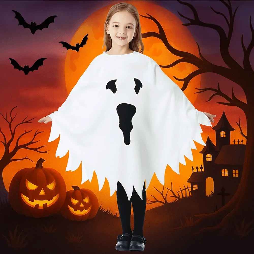 

Clothing Prop Glowing Ghost Cape Fun Interaction Loose Children's Halloween Costume Party Cloak Black Luminous Ghost Shawl