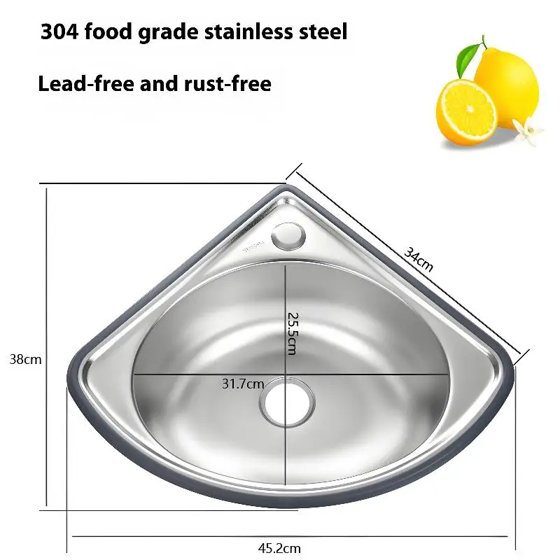 

Basins Vegetable Motorhome Steel Bar Small Single Drop Bowl Corner Tub Kitchen Sink Bathroom