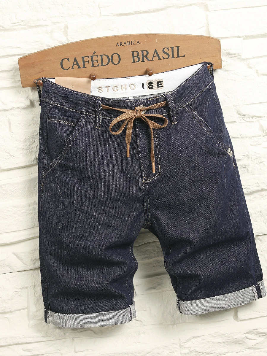 

2025 Men's Summer Denim Slant ket Retro Workwear orts Casual Mid-Length Elastic Five-Part Pants Trendy Versatile