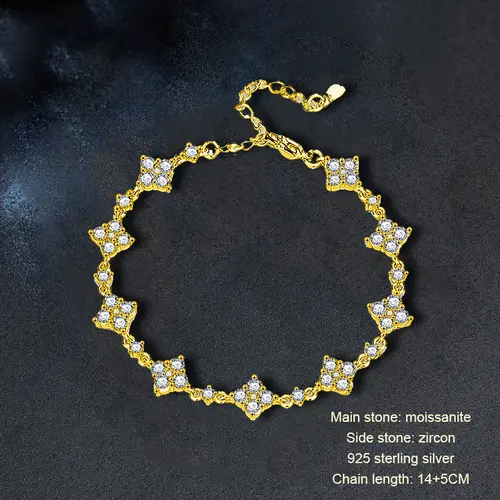 OXTAO Certified Moissanite Lucky Four-leaf Necklaces Earrings Bracelet for Women 100% S925 Silver Jewelry Accessory Sets - Image 30