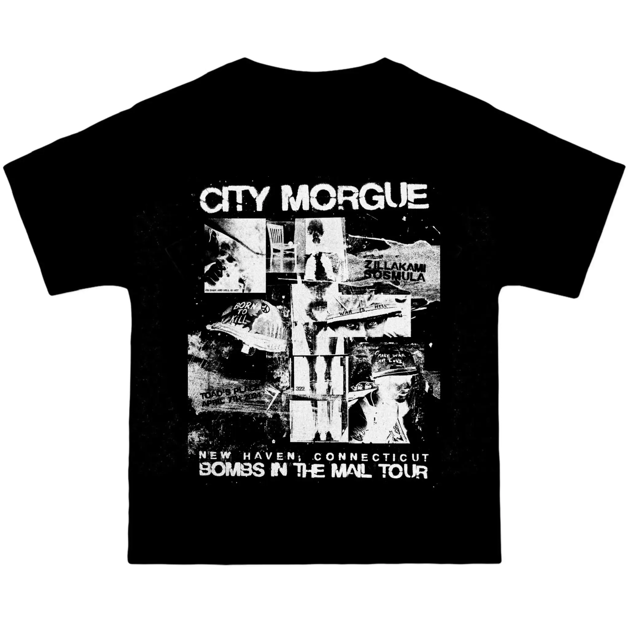 City morgue my bloody america bombs in the mail tour shirt heavyweight black tee shortsleeve