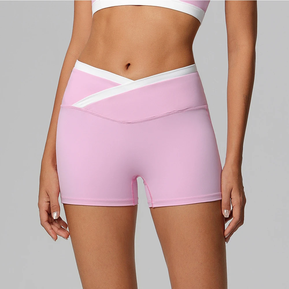 Yoga Shorts Cross High Waist Fitness Shorts Biker Shorts Women Trim Tummy Control Booty Lift Gym Leggings Workout Running Shorts