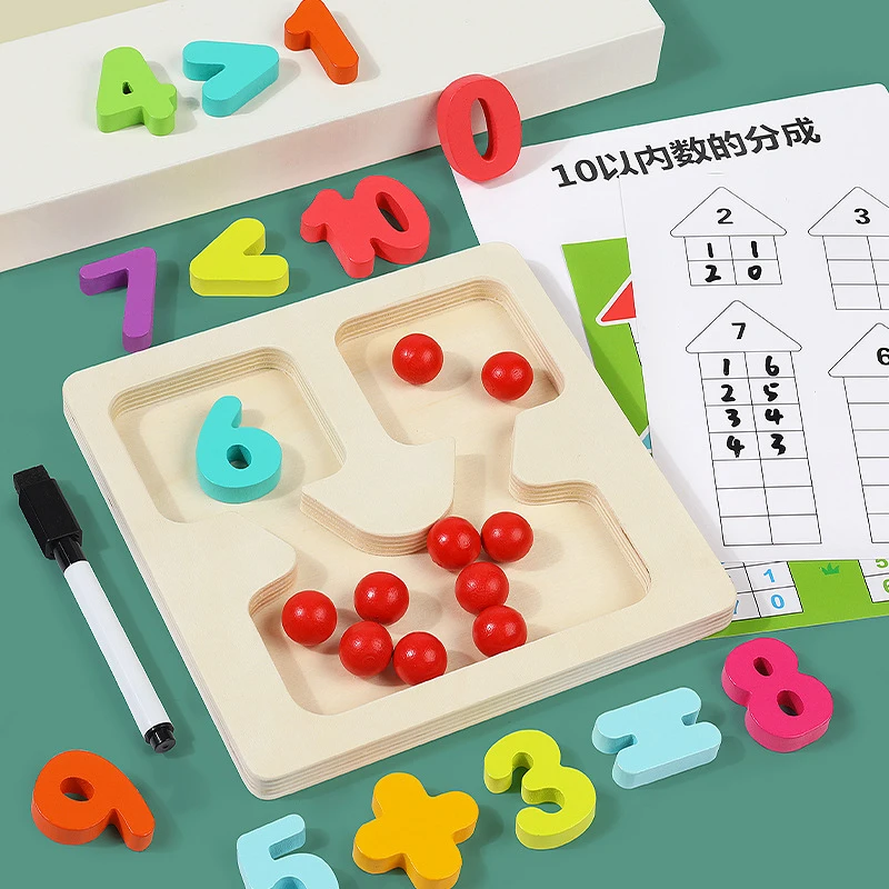 Montessori Kinderen Tellen Wiskunde Speelgoed Rekenkundige Optellen Aftrekken Leermiddel Met Antwoordblad Logisch Denken Leren