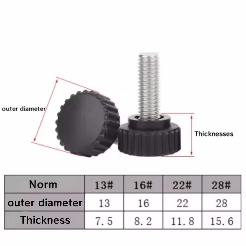 304 Stainless Steel Knurled Nylon Round Plastic Head Handle Thumb Screw M3 M4 M5 M6M8M10 Bakelite Bolt Black Bakelite hand Screw