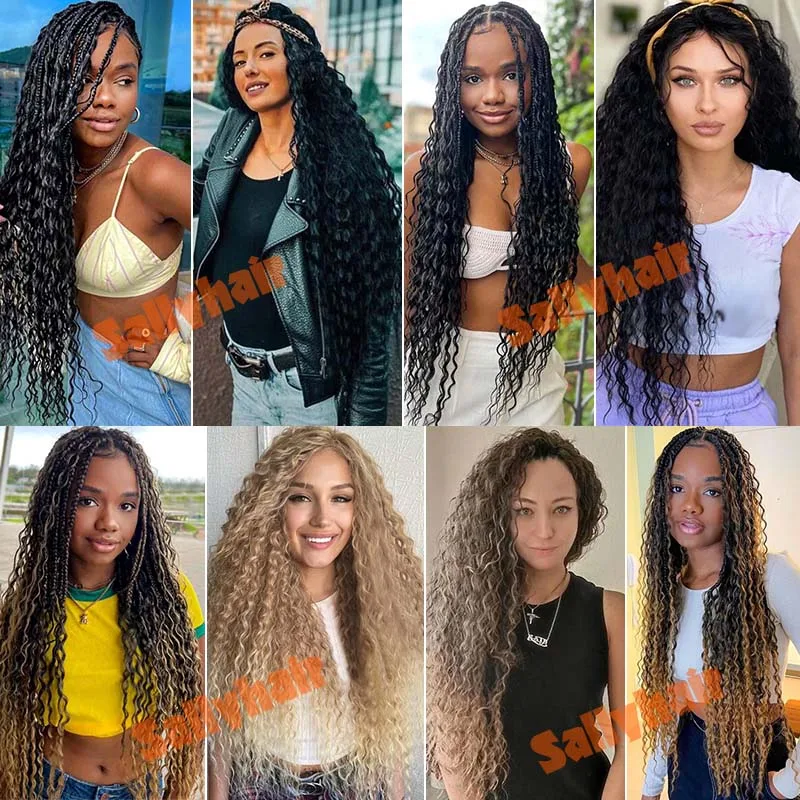 Sallyhair Synthetic Deep Wave Twist Crochet Hair Natural Afro Curls Crochet Braids Ombre Braiding Hair 32\